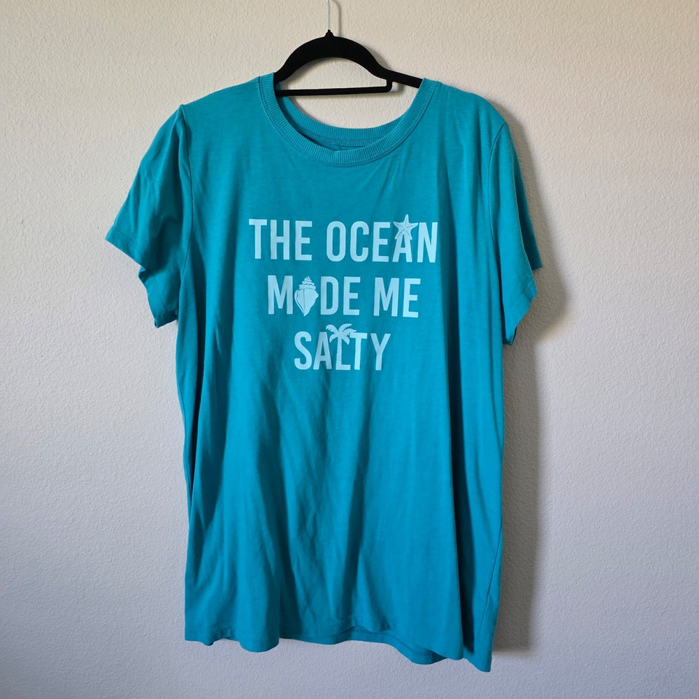 Torrid Blue/Teal The Ocean Made Me Salty Graphic Tee Size 2X